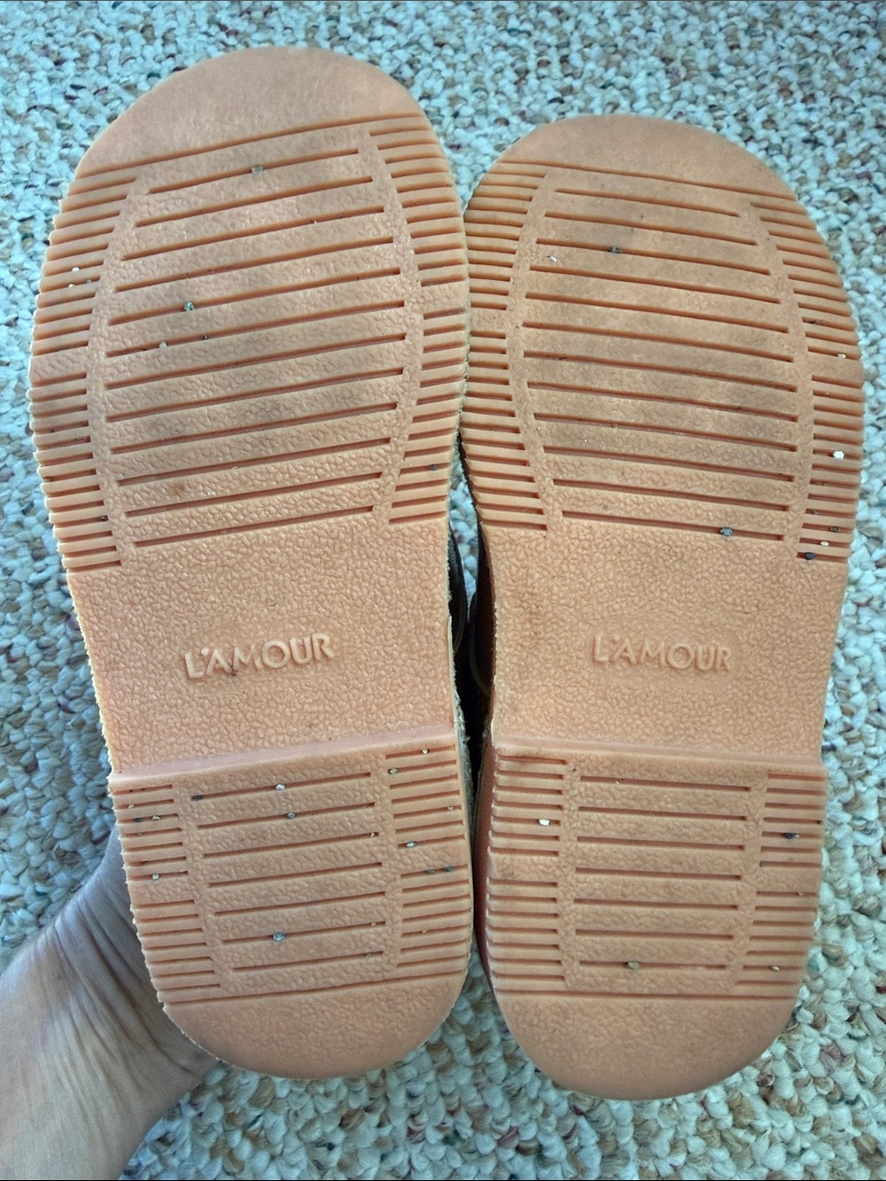 L'Amour Kids Tan Leather T-Strap Mary Janes - Picture 5 of 6